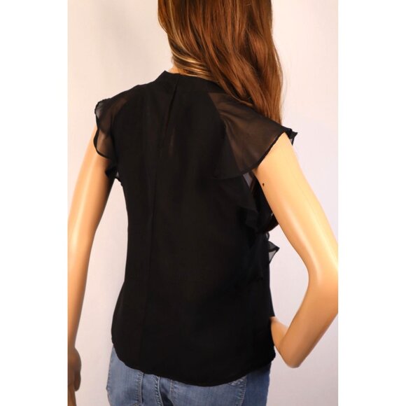 Express By Black Ruffle Sleeve Keyhole Blouse Size XS - Picture 2 of 10